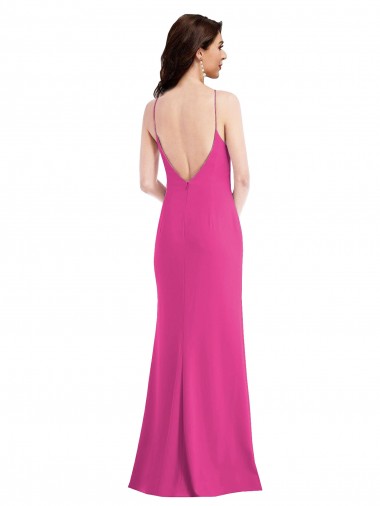 Open Back High Neck Halter Trumpet Formal Crepe Bridesmaid Dress / Prom Dress UK