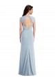 Cap Sleeve Open Back Trumpet Formal Crepe Bridesmaid Dress / Prom Dress with Front Slit UK