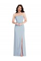Strapless Scoop Back Maxi Formal Crepe Bridesmaid Dress / Prom Dress with Front Slit UK
