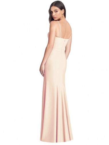 Seamed Bodice Crepe Trumpet Bridesmaid Dress / Prom Dress with Front Slit UK