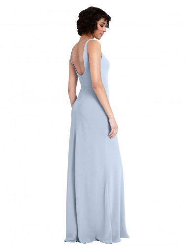 Slim Square Neck Fit and Flare Full Length Stretch Crepe Bridesmaid Dress / Prom Dress UK