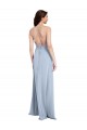 Fit and Flare High Neck Formal Crepe Bridesmaid Dress / Prom Dress with Side Slit UK