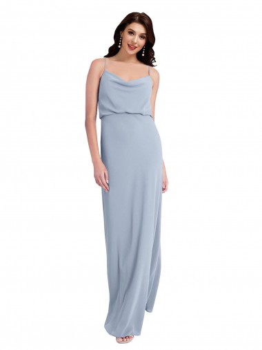 Draped Cowl Neck Long Formal Crepe Bridesmaid Dress / Prom Dress with Spaghetti Straps UK