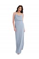 Draped Cowl Neck Long Formal Crepe Bridesmaid Dress / Prom Dress with Spaghetti Straps UK