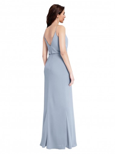 Draped Cowl Neck Long Formal Crepe Bridesmaid Dress / Prom Dress with Spaghetti Straps UK