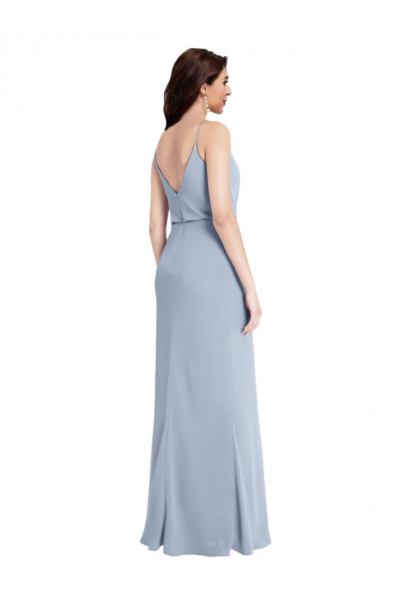 Draped Cowl Neck Long Formal Crepe Bridesmaid Dress / Prom Dress with Spaghetti Straps UK