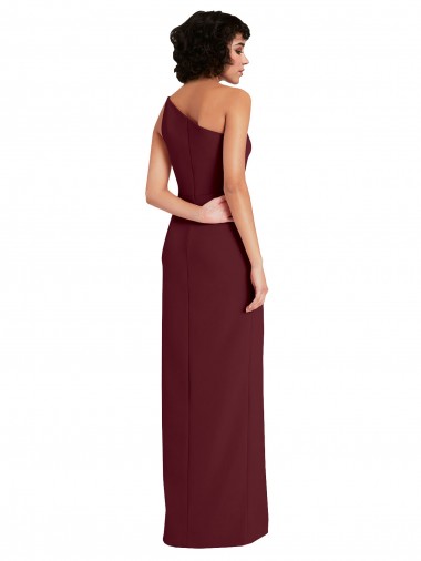 Sleek One Shoulder Long Formal Crepe Bridesmaid Dress / Prom Dress with Daring Slit UK