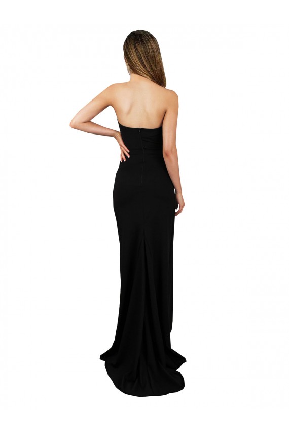 Corset Style Strapless Formal Crepe Bridesmaid Dress / Prom Dress with High Split UK