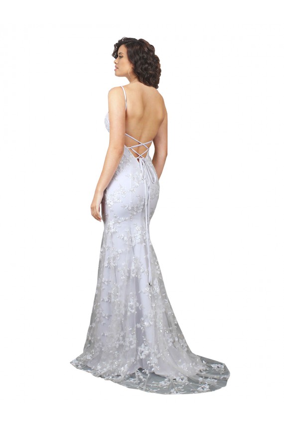 V-Neckline Backless Floral Patterned Sequin Formal Bridesmaid Dress / Prom Dress UK