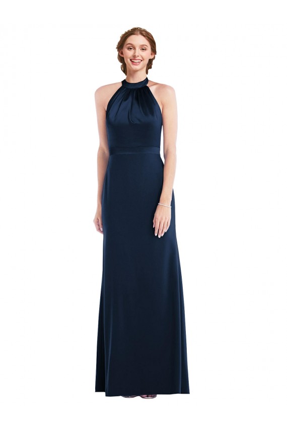 High Neck Open Back Long Maxi Bridesmaid Dress / Prom Dress UK