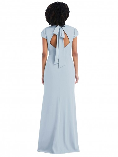 Cap Sleeve Cutout Tie Back Trumpet Bridesmaid Dress UK