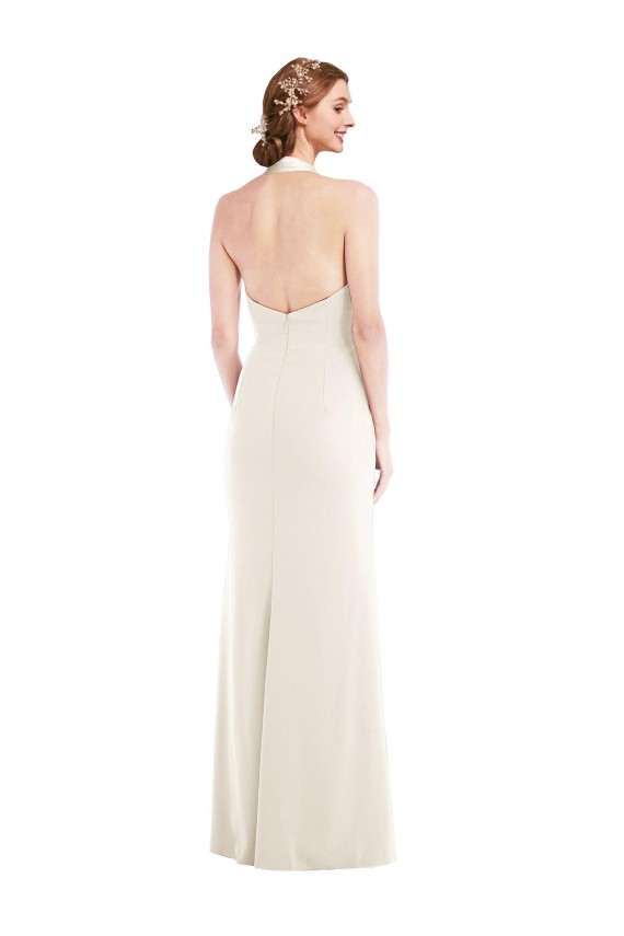 Halter Tuxedo Maxi Bridesmaid Dress / Prom Dress with Front Slit UK