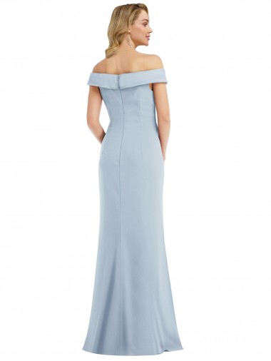Off the Shoulder Tuxedo Maxi Bridesmaid Dress / Prom Dress with Front Slit UK