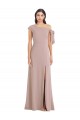 Off the Shoulder Tie Detail Maxi Formal Crepe Bridesmaid Dress / Prom Dress with Front Slit UK