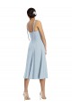 Midi Cocktail Length Bustier Crepe Bridesmaid Dress / Prom Dress with Back Bow Straps UK
