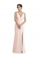 Skinny Strap Deep V-Neck Trumpet Formal Crepe Bridesmaid Dress / Prom Dress with Front Slit UK