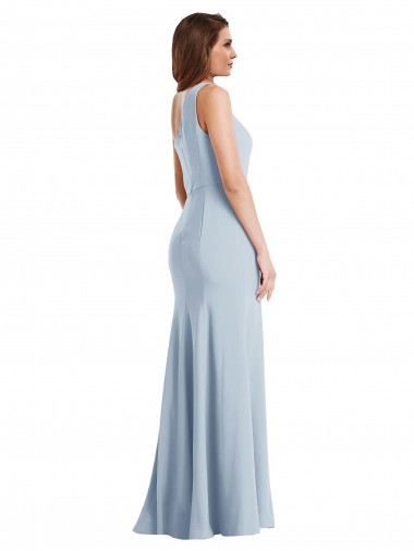 Bold One Shoulder Trumpet Maxi Formal Crepe Bridesmaid Dress / Prom Dress UK