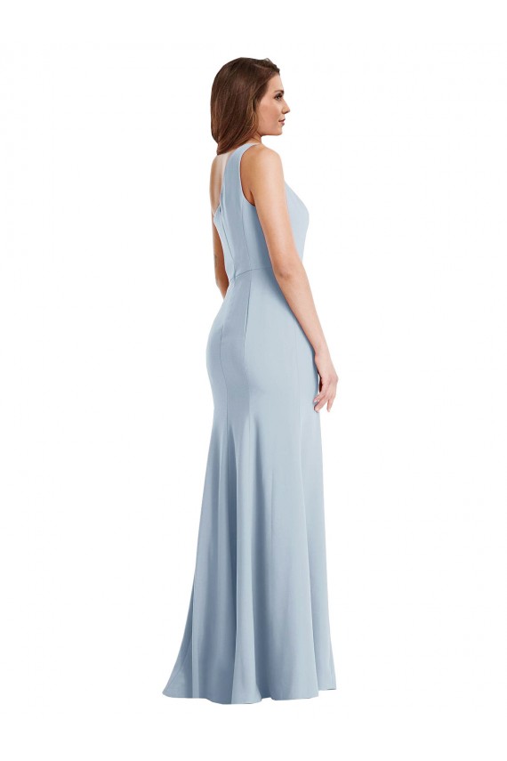 Bold One Shoulder Trumpet Maxi Formal Crepe Bridesmaid Dress / Prom Dress UK