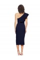 Ruched Midi Length Short Cocktail Formal Crepe Bridesmaid Dress / Prom Dress with Shoulder Ruffles UK