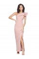 Full Length One Shoulder Formal Crepe Bridesmaid Dress / Prom Dress with Side Leg Split UK