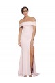 Off Shoulder Long Formal Crepe Bridesmaid Dress / Prom Dress with Straight Neckline and Side Split UK