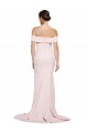 Off Shoulder Long Formal Crepe Bridesmaid Dress / Prom Dress with Straight Neckline and Side Split UK