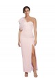 One Shoulder Tulle Overlay Sweetheart Neckline Long Formal Crepe Bridesmaid Drss with Thigh Split UK