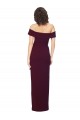 Fitted Full Length Off the Shoulder Formal Crepe Bridesmaid Dress / Prom Dress with Side Split and Waist Tie UK