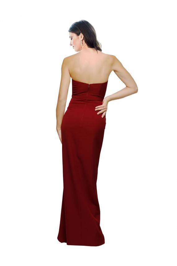 Straight Pencil Skirt Long Sweetheart Formal Crepe Bridesmaid Dress / Prom Dress with High Side Split UK