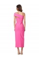 One Shoulder Neckline Short Midi Length Formal Crepe Bridesmaid Dress / Cocktail Prom Dress UK