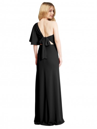 Pleated One Shoulder Flutter Sleeves Slim Formal Crepe Bridesmaid Dress / Prom Dress UK