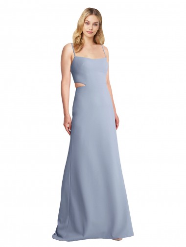 Feminine Scoop Neckline Long Crepe Slip Bridesmaid Dress / Prom Dress  UK