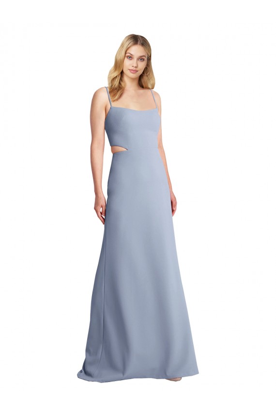 Feminine Scoop Neckline Long Crepe Slip Bridesmaid Dress / Prom Dress  UK