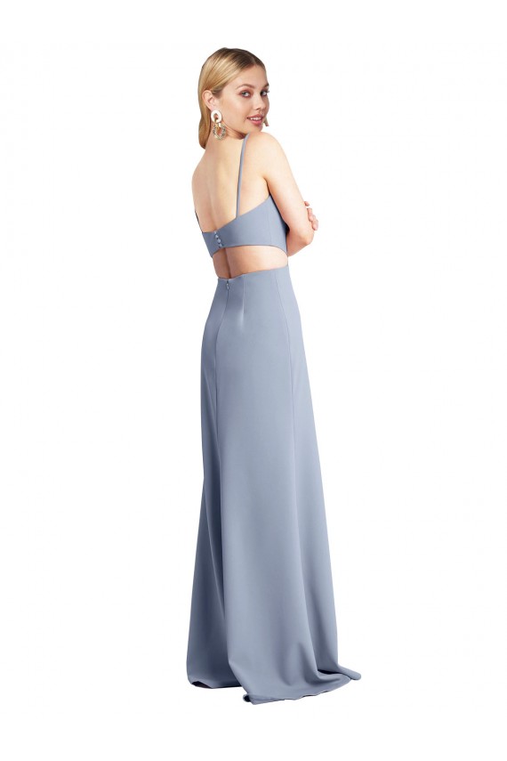 Feminine Scoop Neckline Long Crepe Slip Bridesmaid Dress / Prom Dress  UK