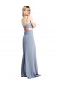 Feminine Scoop Neckline Long Crepe Slip Bridesmaid Dress / Prom Dress  UK