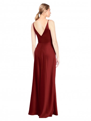 Full Length Long Formal Stretch Satin Slip Bridesmaid Dress / Prom Dress V-Back UK