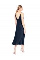 V-Neck Midi Length Short Cocktail Formal Stretch Satin Bridesmaid Dress / Prom Dress V-Back UK