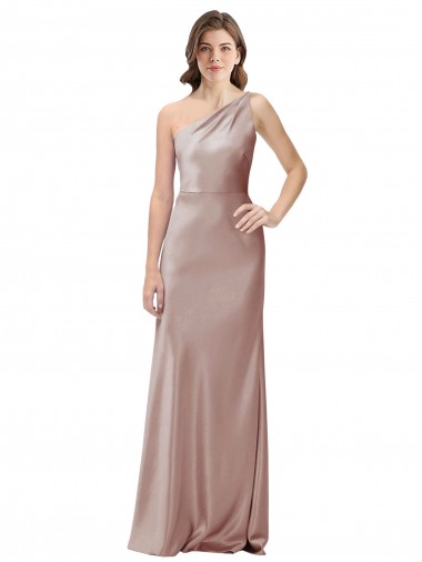 One Shoulder Black-Tie Floor Length Long Formal Stretch Satin Bridesmaid Dress / Prom Dress UK