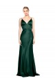 High V-Neck Long Full Length Sheath Formal Stretch Satin Bridesmaid Dress / Prom Dress UK