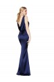 Sheath High Neck Formal Stretch Satin Bridesmaid Dress / Prom Dress Low Back UK
