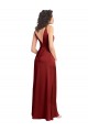 Faux Surplice Neckline Long Slim A-Line Formal Stretch Satin Bridesmaid Dress / Prom Dress UK