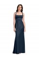Square Neck A-Line Long Formal Stretch Satin Bridesmaid Dress / Prom Dress with Wide Straps UK