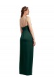 Sleek Straight Neckline Long Wrap Formal Stretch Satin Bridesmaid Dress / Prom Dress with Angled Pleats UK