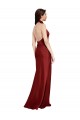 Backless Halter Long Formal Stretch Satin Bridesmaid Dress / Prom Dress UK