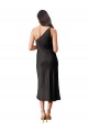 Sleek One Shoulder Midi Length Short Cocktail Formal Stretch Satin Slip Bridesmaid Dress / Prom Dress UK