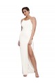 High Neck Formal Stretch Satin Bridesmaid Dress / Prom Dress with Low Back and Side Slit UK