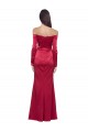 Long Sleeves Off the Shoulder Formal Stretch Satin Bridesmaid Dress / Prom Dress with High Side Split UK