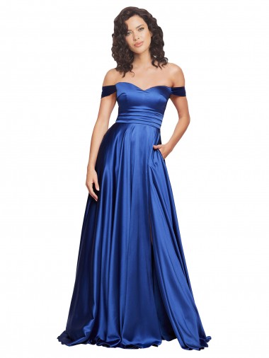 Ball Gown Off the Shoulder Sweetheart Formal Stretch Satin Bridesmaid Dress / Prom Dress UK