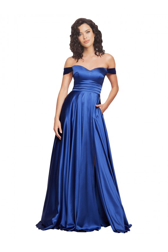 Ball Gown Off the Shoulder Sweetheart Formal Stretch Satin Bridesmaid Dress / Prom Dress UK