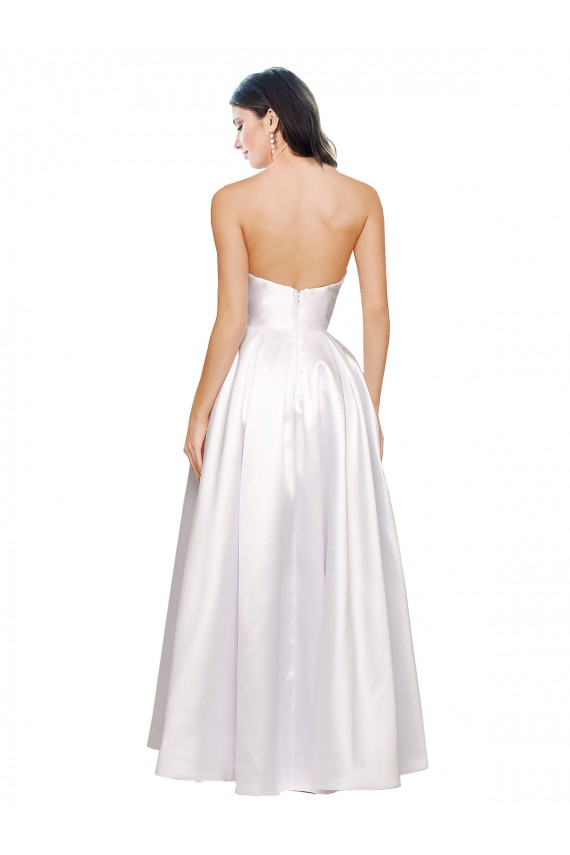 Full Length Strapless V-Cutout Formal Stretch Satin Bridesmaid Dress / Prom Dress UK